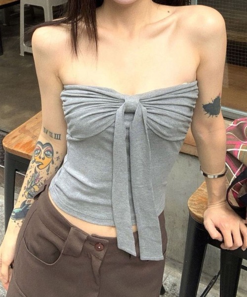 SPIGA（スピーガ）の「前ﾘﾎﾞﾝﾁｭｰﾌﾞﾄｯﾌﾟｽ（Tシャツ/カットソー・レディース・レッド/ブラック/グレー・SMALL/MEDIUM/LARGE/X-LARGE）」の11枚目の写真