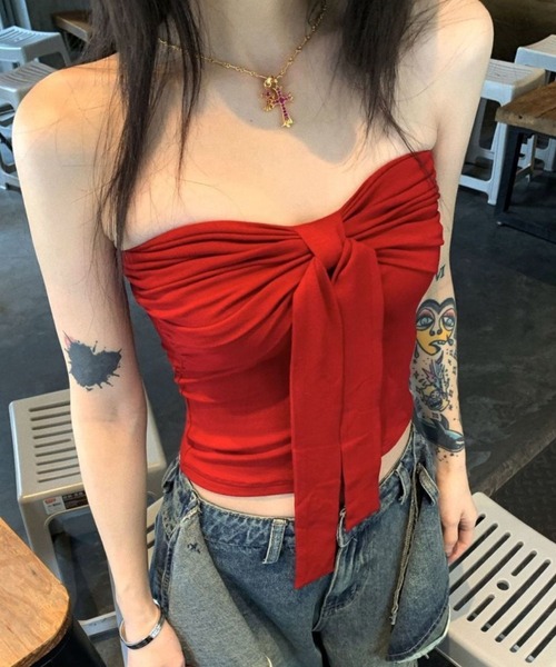 SPIGA（スピーガ）の「前ﾘﾎﾞﾝﾁｭｰﾌﾞﾄｯﾌﾟｽ（Tシャツ/カットソー・レディース・レッド/ブラック/グレー・SMALL/MEDIUM/LARGE/X-LARGE）」の18枚目の写真