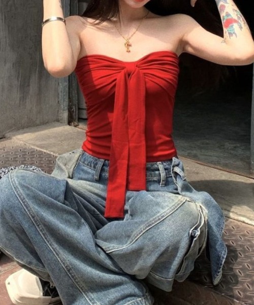 SPIGA（スピーガ）の「前ﾘﾎﾞﾝﾁｭｰﾌﾞﾄｯﾌﾟｽ（Tシャツ/カットソー・レディース・レッド/ブラック/グレー・SMALL/MEDIUM/LARGE/X-LARGE）」の19枚目の写真