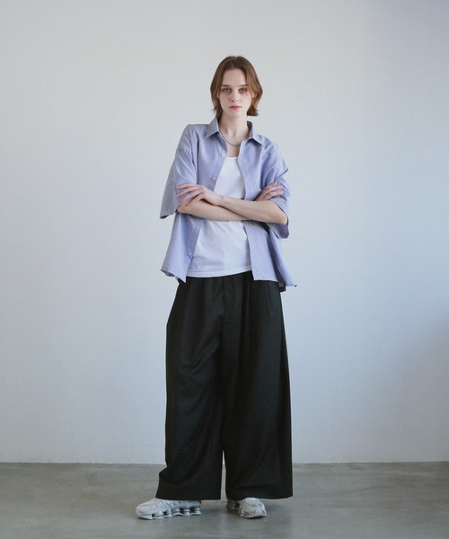 ROCHEM（ローシェン）の「ルーズシルエット短丈ストライプシャツ（シャツ/ブラウス・メンズ・グレー/ブルー/グリーン・XS/S/M/L）」の9枚目の写真