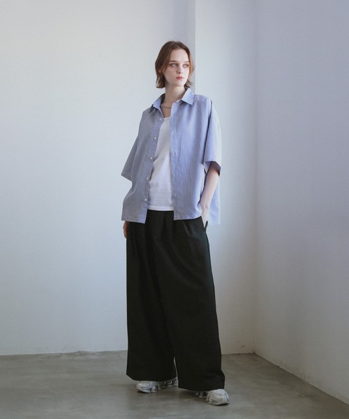 ROCHEM（ローシェン）の「ルーズシルエット短丈ストライプシャツ（シャツ/ブラウス・メンズ・グレー/ブルー/グリーン・XS/S/M/L）」の10枚目の写真