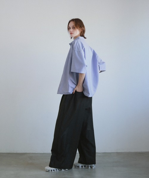 ROCHEM（ローシェン）の「ルーズシルエット短丈ストライプシャツ（シャツ/ブラウス・メンズ・グレー/ブルー/グリーン・XS/S/M/L）」の11枚目の写真