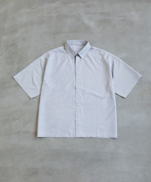 ROCHEM（ローシェン）の「ルーズシルエット短丈ストライプシャツ（シャツ/ブラウス・メンズ・グレー/ブルー/グリーン・XS/S/M/L）」の13枚目の写真