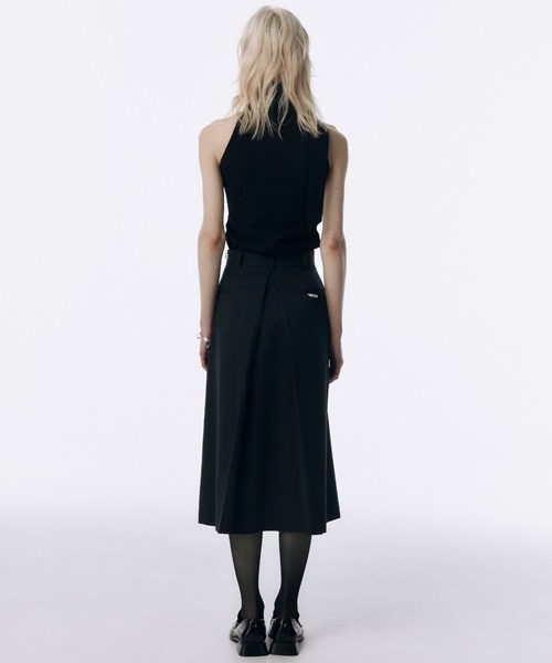 Jose Moon MA-1スカート　ブラック セール】TWILL WOOL MIDI SKIRT/ツイルウールミディスカート