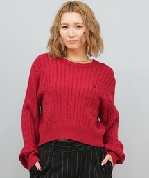 BEVERY HILLS P.C/ビバリーヒルズポロクラブ ケーブル編み ニットセーター クロップド丈 5487-6752