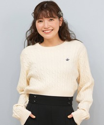 BEVERY HILLS P.C/ビバリーヒルズポロクラブ ケーブル編み ニットセーター クロップド丈 5487-6752