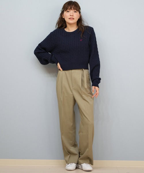 ムラサキスポーツ(ムラサキスポーツ)の「BEVERY HILLS P.C/ビバリーヒルズポロクラブ ケーブル編み ニットセーター クロップド丈 5487-6752(ニット/セーター・レディース・アイボリー/ネイビー/レッド・M)」の13枚目の写真