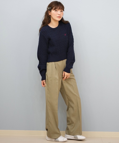 ムラサキスポーツ(ムラサキスポーツ)の「BEVERY HILLS P.C/ビバリーヒルズポロクラブ ケーブル編み ニットセーター クロップド丈 5487-6752(ニット/セーター・レディース・アイボリー/ネイビー/レッド・M)」の17枚目の写真