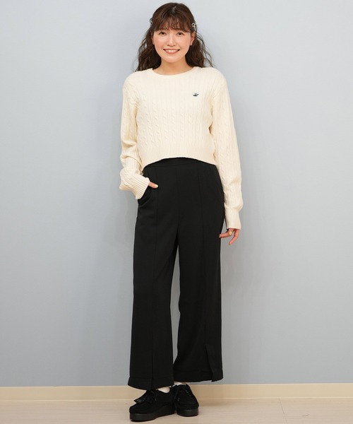 ムラサキスポーツ(ムラサキスポーツ)の「BEVERY HILLS P.C/ビバリーヒルズポロクラブ ケーブル編み ニットセーター クロップド丈 5487-6752(ニット/セーター・レディース・アイボリー/ネイビー/レッド・M)」の6枚目の写真