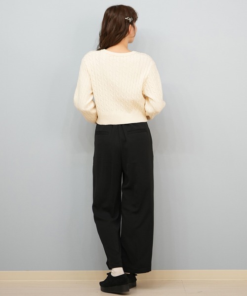 ムラサキスポーツ(ムラサキスポーツ)の「BEVERY HILLS P.C/ビバリーヒルズポロクラブ ケーブル編み ニットセーター クロップド丈 5487-6752(ニット/セーター・レディース・アイボリー/ネイビー/レッド・M)」の8枚目の写真