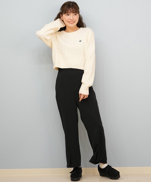 ムラサキスポーツ(ムラサキスポーツ)の「BEVERY HILLS P.C/ビバリーヒルズポロクラブ ケーブル編み ニットセーター クロップド丈 5487-6752(ニット/セーター・レディース・アイボリー/ネイビー/レッド・M)」の10枚目の写真