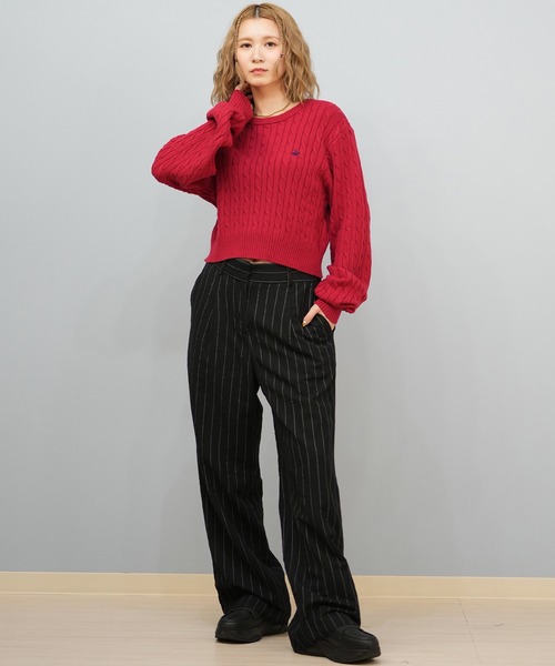 ムラサキスポーツ(ムラサキスポーツ)の「BEVERY HILLS P.C/ビバリーヒルズポロクラブ ケーブル編み ニットセーター クロップド丈 5487-6752(ニット/セーター・レディース・アイボリー/ネイビー/レッド・M)」の21枚目の写真