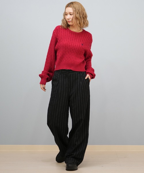 ムラサキスポーツ(ムラサキスポーツ)の「BEVERY HILLS P.C/ビバリーヒルズポロクラブ ケーブル編み ニットセーター クロップド丈 5487-6752(ニット/セーター・レディース・アイボリー/ネイビー/レッド・M)」の22枚目の写真