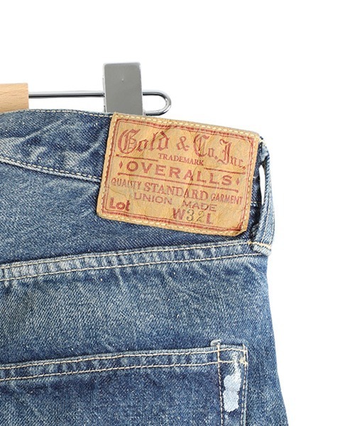 GOLD（ゴールド）の「東洋エンタープライズ GOLD / ゴールド：RECYCLED WASTE SUVIN COTTON YARN 14oz DENIM 5POCKET STRAIGHT PANTS VINTAGE WASHE：25A-GL42504H[MUS]（デニムパンツ・メンズ・ネイビー・M/S）」の7枚目の写真
