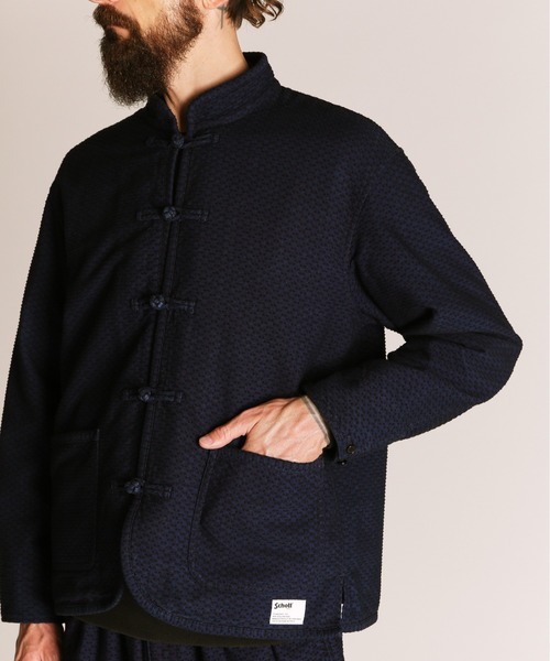 schott（ショット）の「Schott/ショット/SASHIKO CHINA JACKET/刺子 チャイナ ジャケット（ブルゾン・メンズ・インディゴブルー/ブルー・M/L/XL/2XL）」の7枚目の写真