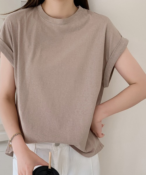 LOWO(ロワ)の「綿混プチハイネックカットソー(Tシャツ/カットソー・レディース・モカ/ホワイト/チャコールグレー/ブラック/アイボリー・FREE)」の5枚目の写真