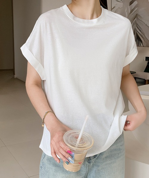LOWO(ロワ)の「綿混プチハイネックカットソー(Tシャツ/カットソー・レディース・モカ/ホワイト/チャコールグレー/ブラック/アイボリー・FREE)」の15枚目の写真