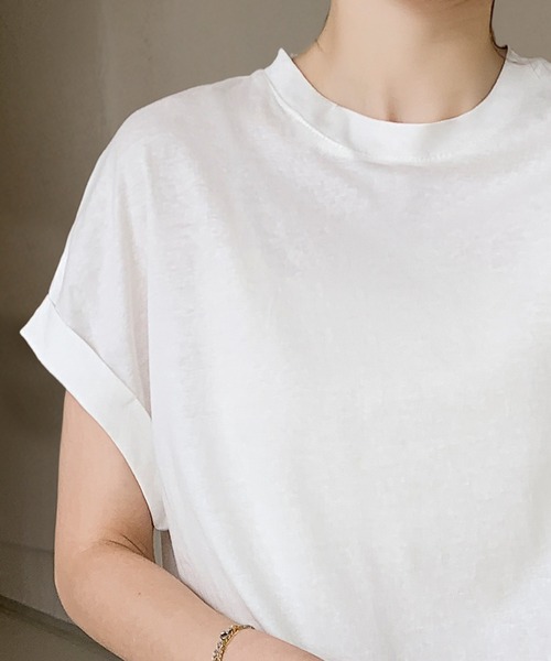 LOWO(ロワ)の「綿混プチハイネックカットソー(Tシャツ/カットソー・レディース・モカ/ホワイト/チャコールグレー/ブラック/アイボリー・FREE)」の14枚目の写真
