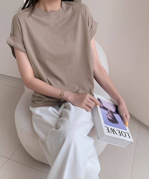 LOWO(ロワ)の「綿混プチハイネックカットソー(Tシャツ/カットソー・レディース・モカ/ホワイト/チャコールグレー/ブラック/アイボリー・FREE)」の11枚目の写真