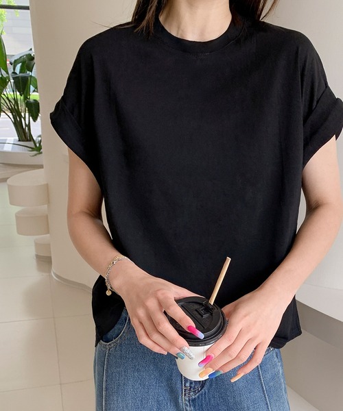 LOWO(ロワ)の「綿混プチハイネックカットソー(Tシャツ/カットソー・レディース・モカ/ホワイト/チャコールグレー/ブラック/アイボリー・FREE)」の8枚目の写真