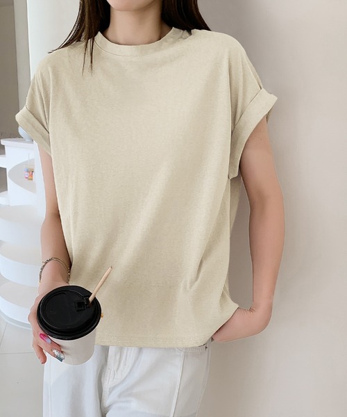 LOWO(ロワ)の「綿混プチハイネックカットソー(Tシャツ/カットソー・レディース・モカ/ホワイト/チャコールグレー/ブラック/アイボリー・FREE)」の7枚目の写真