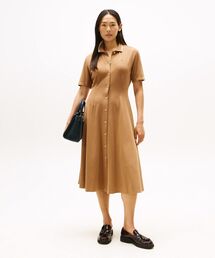 ボタンニーフレアショートスリーブポロワンピース