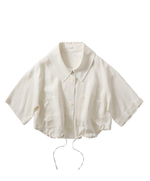DRESSLAVE(ドレスレイブ)の「viscorse linen twill short jaclet(ヴィスコースリネンツイルショート丈ジャケット)(ブルゾン・レディース・ブラウン/ホワイト・38)」の2枚目の写真