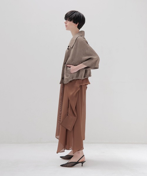 DRESSLAVE(ドレスレイブ)の「viscorse linen twill short jaclet(ヴィスコースリネンツイルショート丈ジャケット)(ブルゾン・レディース・ブラウン/ホワイト・38)」の11枚目の写真