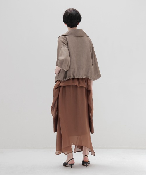 DRESSLAVE(ドレスレイブ)の「viscorse linen twill short jaclet(ヴィスコースリネンツイルショート丈ジャケット)(ブルゾン・レディース・ブラウン/ホワイト・38)」の12枚目の写真