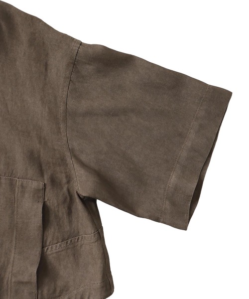 DRESSLAVE(ドレスレイブ)の「viscorse linen twill short jaclet(ヴィスコースリネンツイルショート丈ジャケット)(ブルゾン・レディース・ブラウン/ホワイト・38)」の14枚目の写真