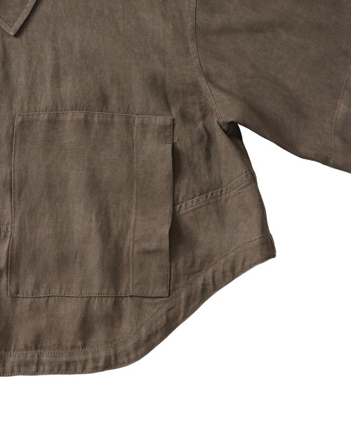 DRESSLAVE(ドレスレイブ)の「viscorse linen twill short jaclet(ヴィスコースリネンツイルショート丈ジャケット)(ブルゾン・レディース・ブラウン/ホワイト・38)」の15枚目の写真