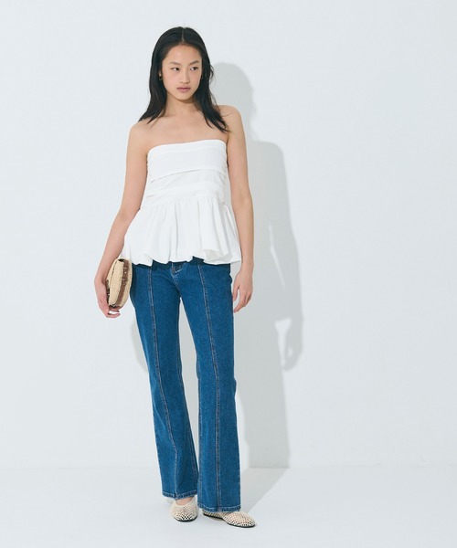 coca（coca）（コカ）の「【WEB限定セール】ベアビスチェ（チューブトップ・レディース・ホワイト/ブラック・S/L/M）」の3枚目の写真