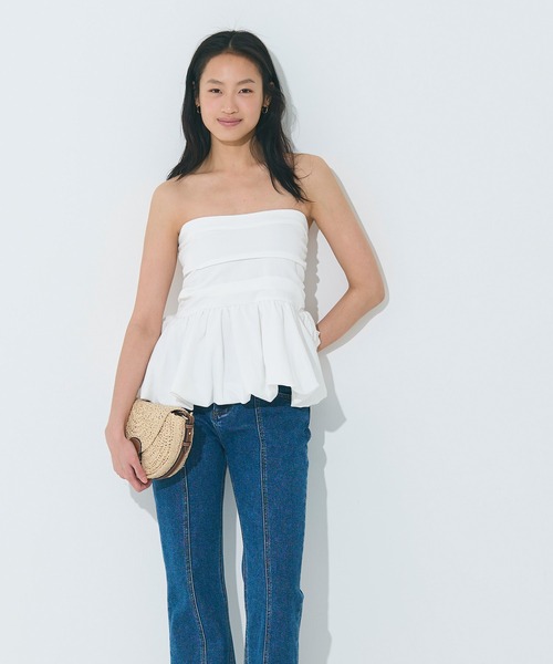 coca（coca）（コカ）の「【WEB限定セール】ベアビスチェ（チューブトップ・レディース・ホワイト/ブラック・S/L/M）」の5枚目の写真