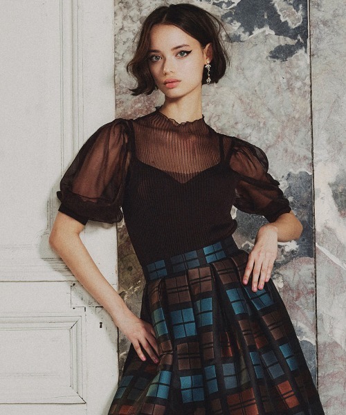 パフスリーブレイヤーニット