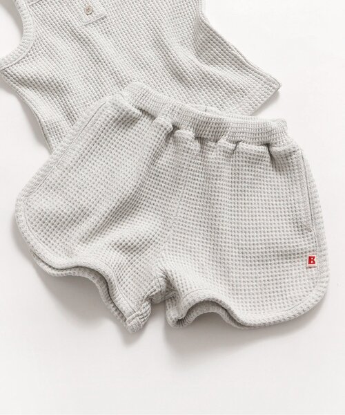 BREEZE（ブリーズ）の「【セットアップ可/ジュニア対応】ワッフルショートパンツ（その他パンツ・キッズ・グレー/サーモンピンク/ミント・80/90/100/110/120/130/140）」の2枚目の写真