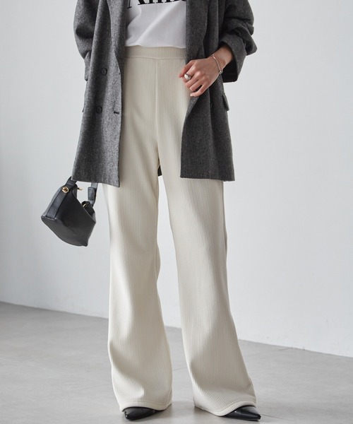 RANAN(ラナン)の「【S-LL展開】裏起毛ニットコールフレアパンツ(その他パンツ・レディース・グレイッシュベージュ/ブラック/アイボリー/グレー/ベージュ・S/M/L/LL)」の2枚目の写真