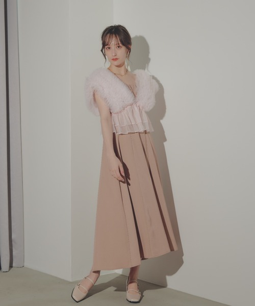 【ほぼ新品】FURFUR チュールボレロセットキャミドレス チュールボレロセットキャミドレス(ロングワンピース