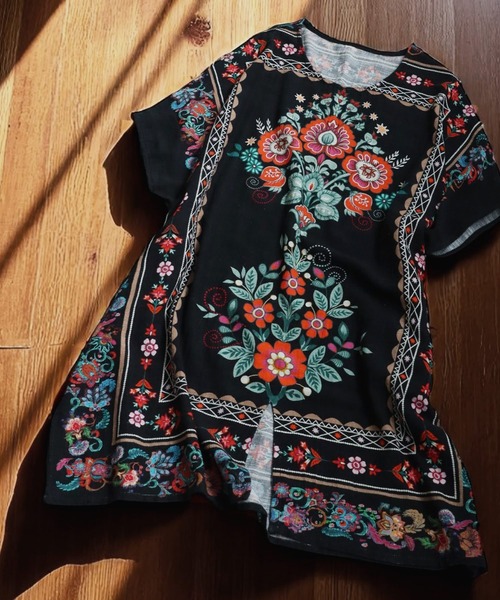 antiqua☆ワンピース　チュニック ☆新品タグ付き antiqua ワンピース 花柄チュニックワンピース : ZOZOTOWN Yahoo