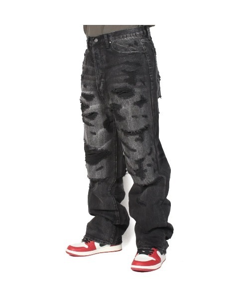 セール】【mnml】ULTRA BAGGY DISTRESSED DENIM [I]（デニムパンツ
