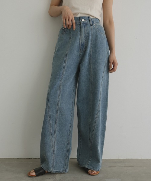 hellam（へラム）の「パネルデザインデニムパンツ（デニムパンツ・レディース・ブラック/ブルー/インディゴブルー・MEDIUM/SMALL）」の4枚目の写真