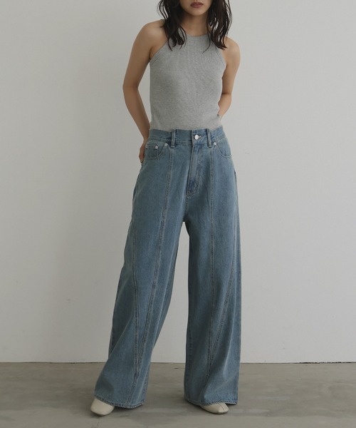 hellam（へラム）の「パネルデザインデニムパンツ（デニムパンツ・レディース・ブラック/ブルー/インディゴブルー・MEDIUM/SMALL）」の5枚目の写真