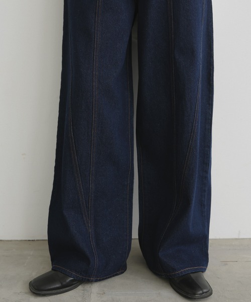 hellam（へラム）の「パネルデザインデニムパンツ（デニムパンツ・レディース・ブラック/ブルー/インディゴブルー・MEDIUM/SMALL）」の17枚目の写真