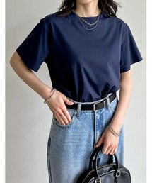 [接触冷感]コットンブレンドスムース天竺ベーシックTシャツ