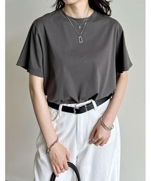[接触冷感]コットンブレンドスムース天竺ベーシックTシャツ