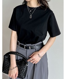 [接触冷感]コットンブレンドスムース天竺ベーシックTシャツ