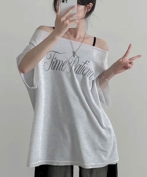NANAHACHI(ナナハチ)の「2WAYオーバーサイズ半袖カットソー(Tシャツ/カットソー・レディース・カーキ/ネイビー/ライトグレー・FREE)」の1枚目の写真