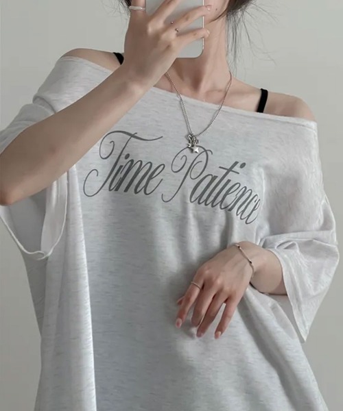 NANAHACHI(ナナハチ)の「2WAYオーバーサイズ半袖カットソー(Tシャツ/カットソー・レディース・カーキ/ネイビー/ライトグレー・FREE)」の5枚目の写真