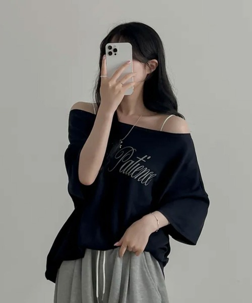 NANAHACHI(ナナハチ)の「2WAYオーバーサイズ半袖カットソー(Tシャツ/カットソー・レディース・カーキ/ネイビー/ライトグレー・FREE)」の18枚目の写真