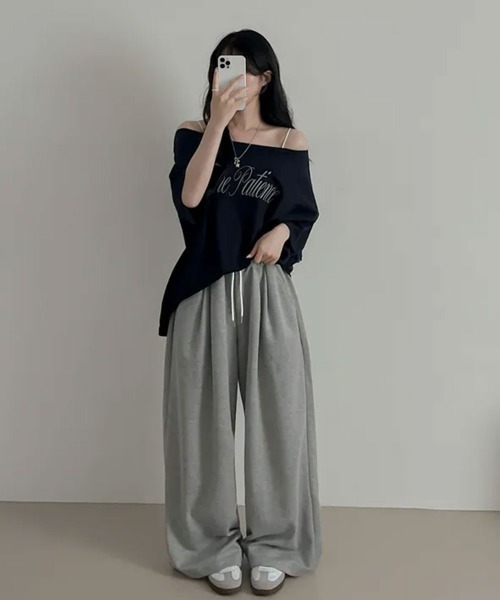NANAHACHI(ナナハチ)の「2WAYオーバーサイズ半袖カットソー(Tシャツ/カットソー・レディース・カーキ/ネイビー/ライトグレー・FREE)」の20枚目の写真