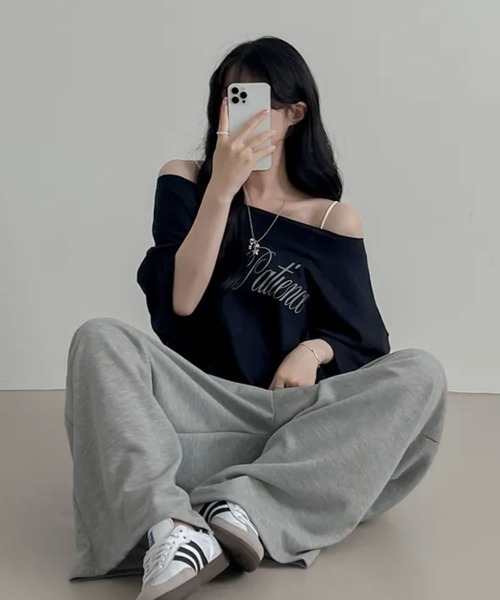 NANAHACHI(ナナハチ)の「2WAYオーバーサイズ半袖カットソー(Tシャツ/カットソー・レディース・カーキ/ネイビー/ライトグレー・FREE)」の21枚目の写真